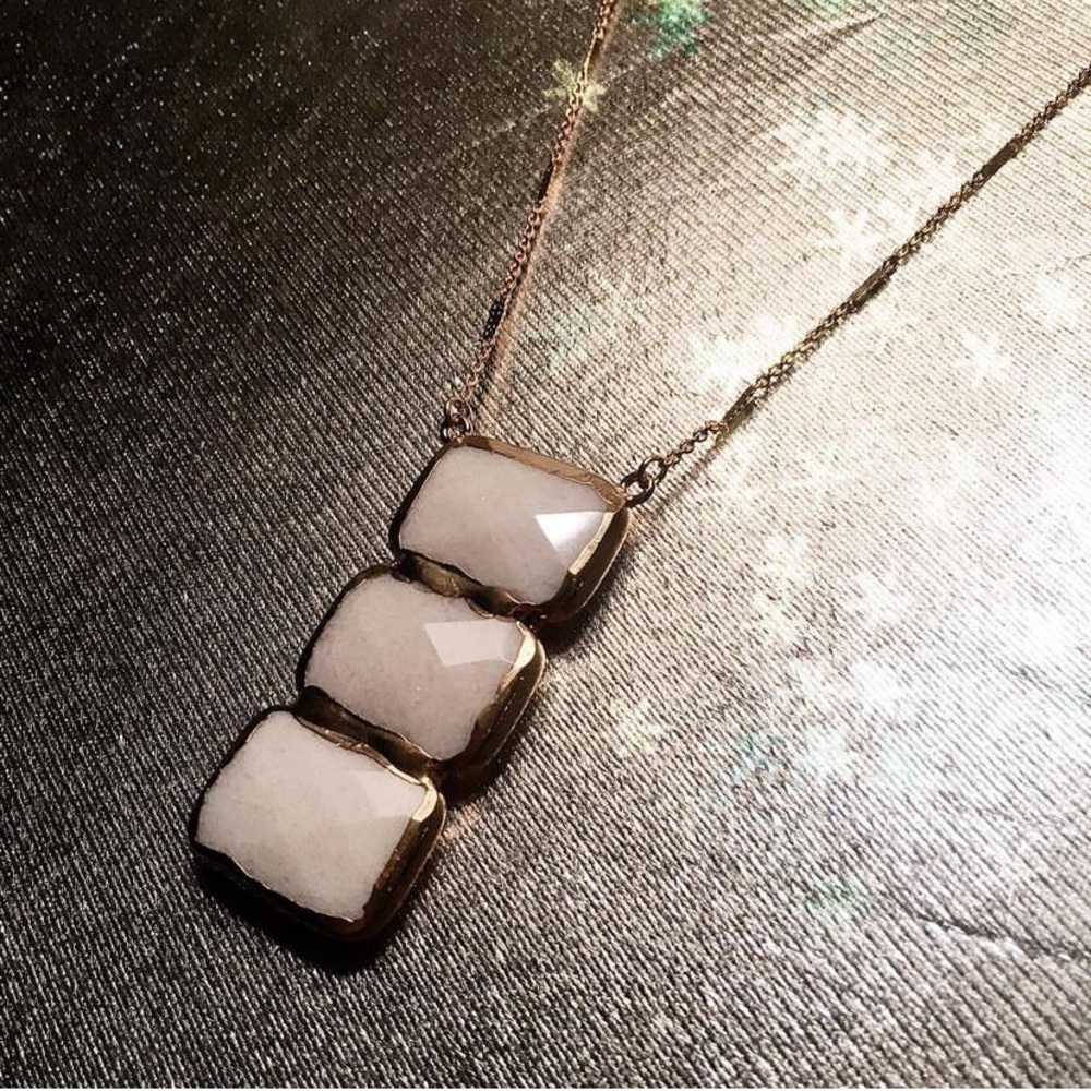 Robyn Rhodes - Jade 3 gemstone white pendant necklace